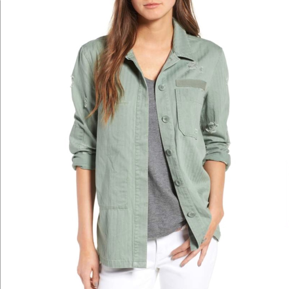 Treasure & Bond Destroyed Herringbone Shirt Jacket